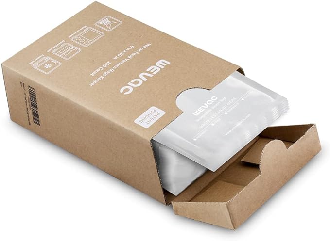 Wevac Vacuum Sealer Bags, Multiple Sizes, 200Pack Precut Bags, 6 Vac Rolls