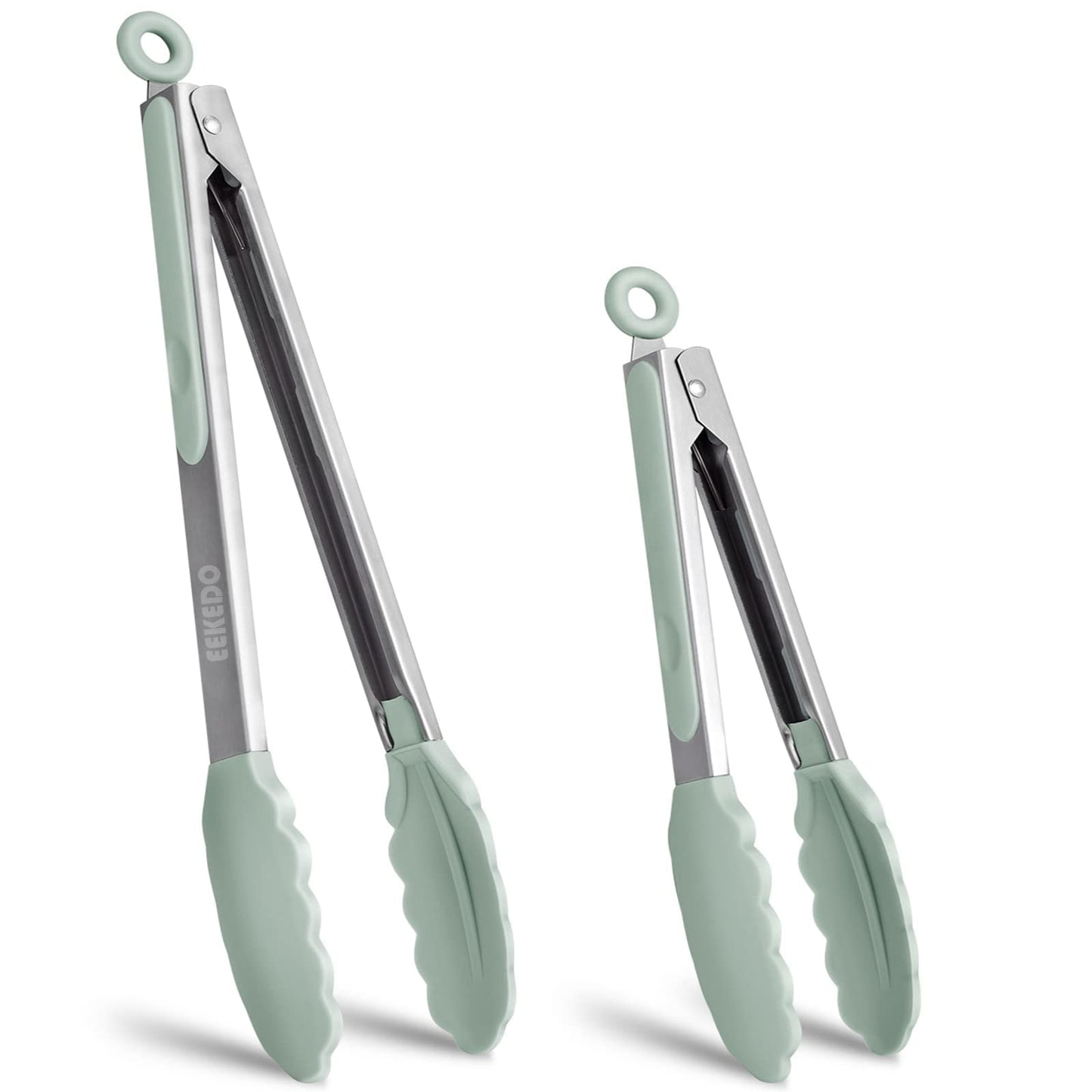 EEKEDO Tongs for Cooking, Stainless Steel Kitchen Tongs with Silicone Tips
