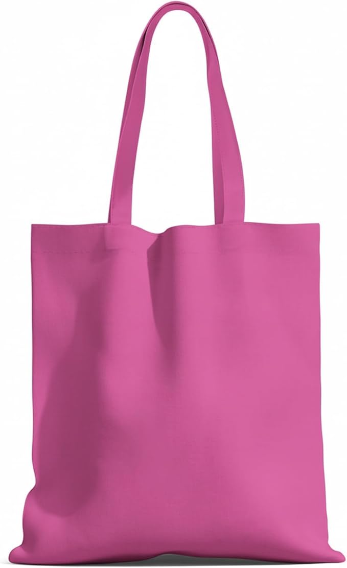 MOLOVA 1 Pack Available Premium Canvas Reusable Tote Gift Bags,Made of Natural Canvas with Handle,Work,DIY,Shopping(Pink)