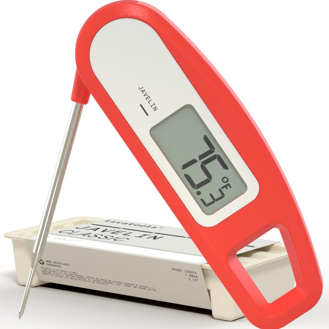 Lavatools Javelin® Ultra-Fast 3-Second Digital Instant Read Meat Thermometer for Grill and Cooking, 2.75" Probe, Compact Foldable Design, Large Display, IP65 Water Resistant, NSF Certified – Butter