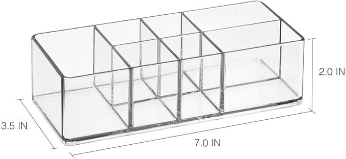 iDesign Divided Bathroom Vanity Organizer, 7" x 3" x 2", Set of 2Clear