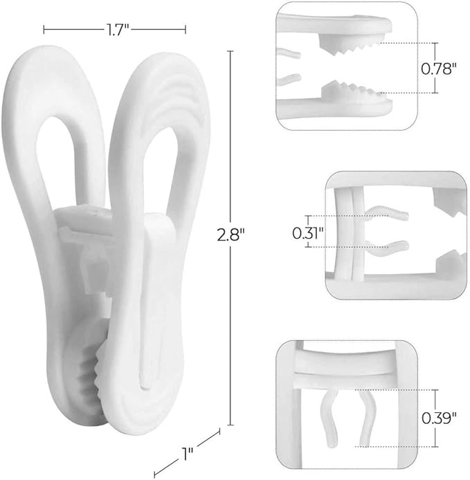 Hanger Clips for Hangers,30 Pcs Multi-Purpose Hanger Clips for Hangers White Finger Clips for Kids Hangers with Clips Plastic Clothes Hangers, Pants Hangers Clips