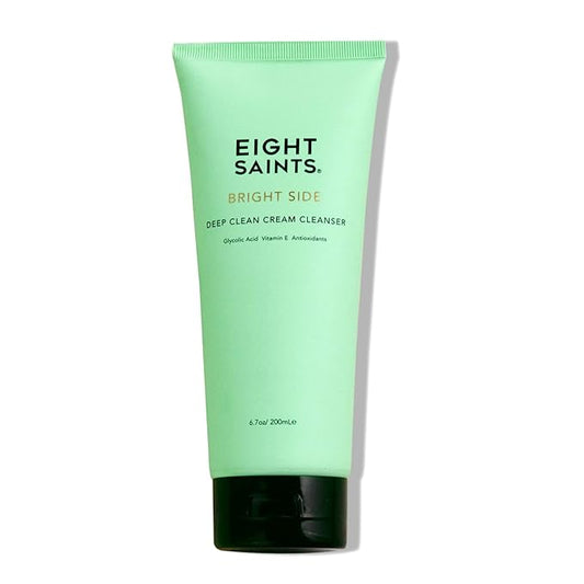 Eight Saints Bright Side Cream Facial Cleanser, Moisturizing Non-Foaming Daily Face Wash, Natural and Organic, Gentle and Effective Facial Cleanser, Makeup Remover, Nourishing and Hydrating, 6.7oz