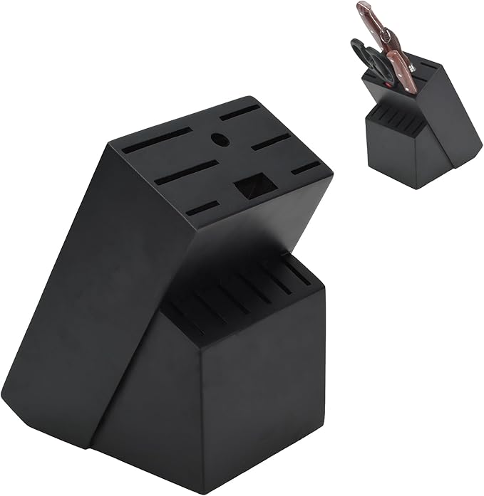 Wood Kitchen Knife Block, Universal Kitchen Knife Holder Kitchen Knife Storage Rack 14 Slots Knife Holder