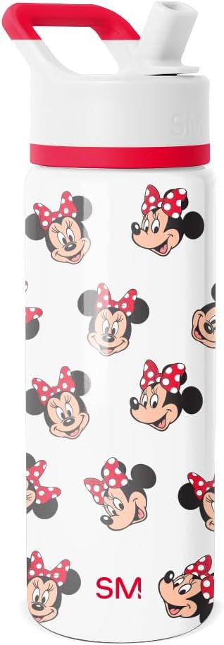 Simple Modern Kids Summit Water Bottle with Straw Lid | Disney Minnie Mouse 18oz Stainless Steel Cup Insulated Tumbler for Girls, School | Minnie Mouse Fun