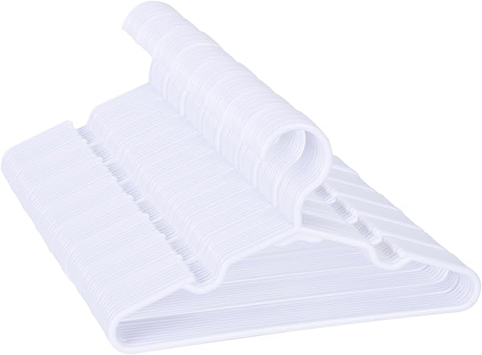 80 Pack White Kids Hangers 11.6 Inch - Baby Clothes Hangers for Toddler & Child, Durable Plastic Children's Hangers for Closet, Pants, Coats, Skirts (Non-Slip, Space-Saving)