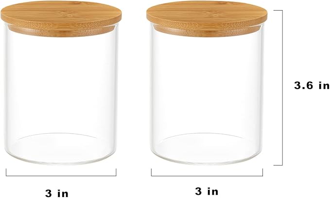 4 Pack Glass Qtip Holder Dispenser Glass Apothecary Jars with Lids Cotton Ball Swab Pad Holder Bathroom Essential Canisters Accessories Jars for Bathroom Organization Vanity Organizers