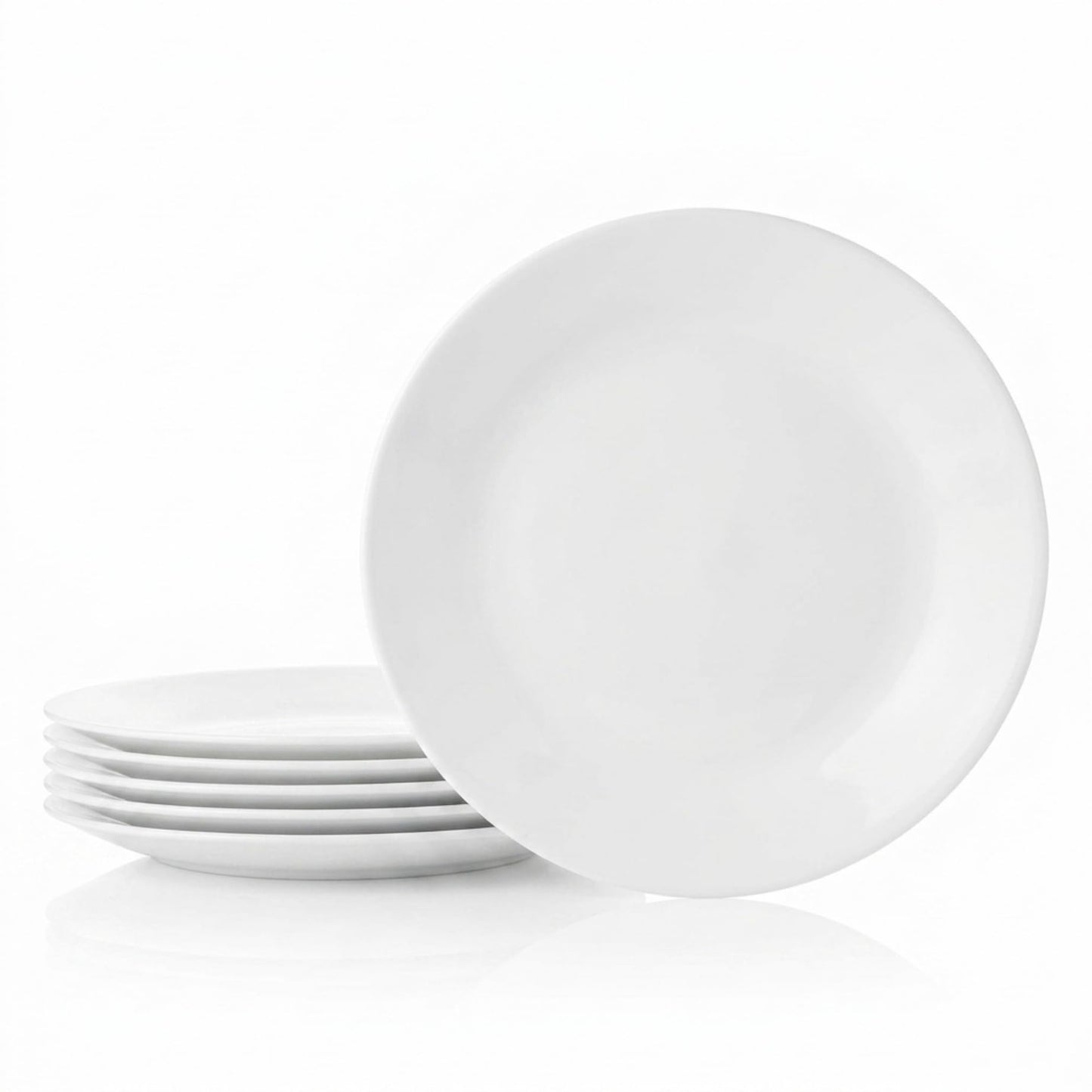 Corelle Vitrelle 6-Piece Salad Appetizer Plate Set Triple Layer Glass and Chip Resistant, 6-3/4-Inch Lightweight Round Plates, Winter Frost White