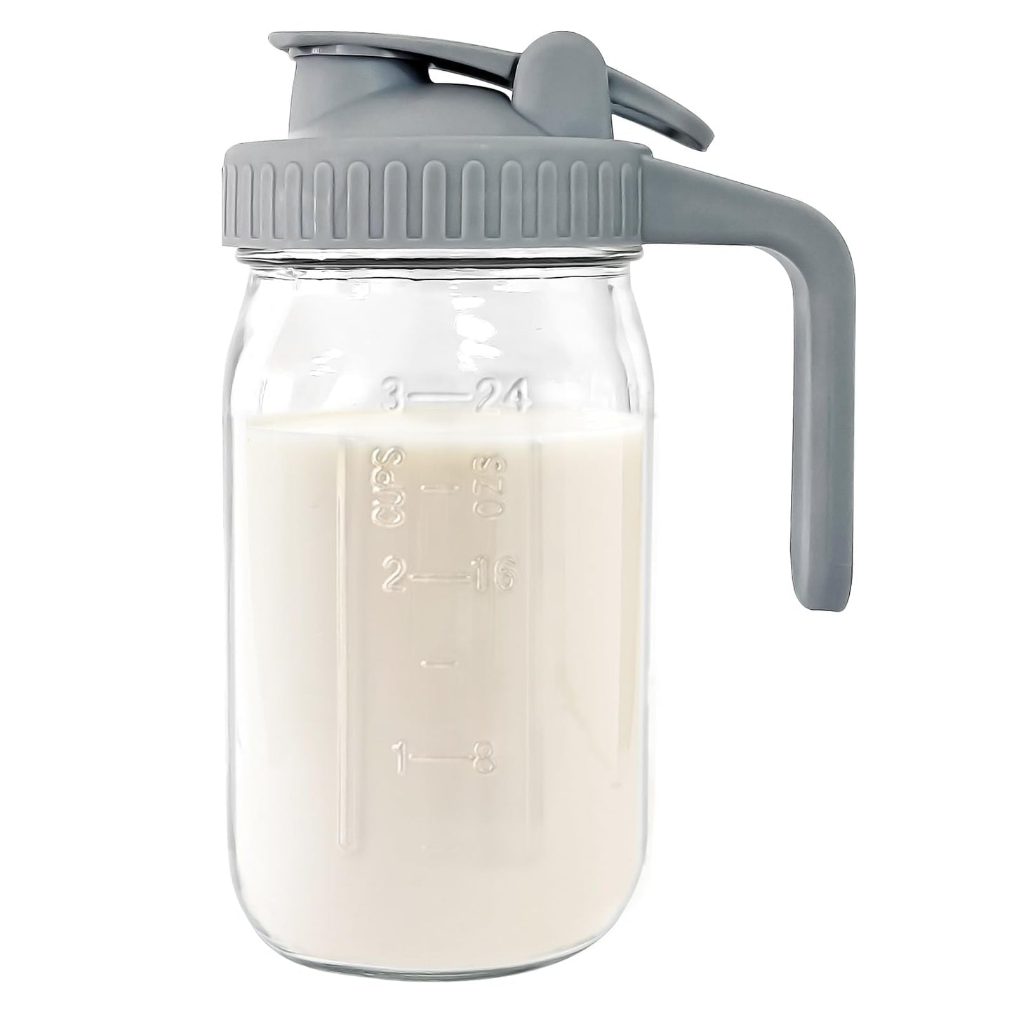 JunVpic Glass Pitcher with lid, 64 oz Wide Mouth Mason Jar