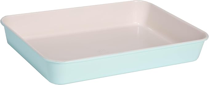 Tasty Clean Ceramic Loaf Pan Set, 2-Pack of 9-Inch x 5-Inch Cake Pans, Durable Aluminized Steel for Professional Results, Clean Ceramic Nonstick Coating, Oven Safe to 425°F, Dishwasher Safe, Aqua