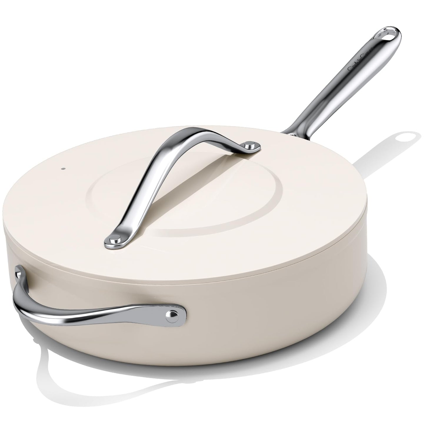 CookinCraze Premium Ceramic Sauté Pan with Lid, 4.5 QT Nonstick Deep Pan