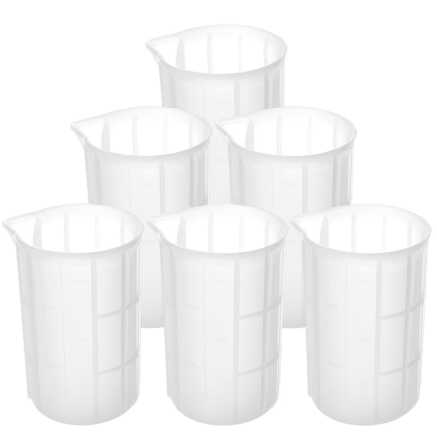 Gartful 300ml Large Silicone Measuring Cups, 10OZ Reusable Squeeze and Pour Resin Cups for Epoxy, Casting Molds, Slime, Craft Art Projects, Cup Making, Waxing, 6 Packs