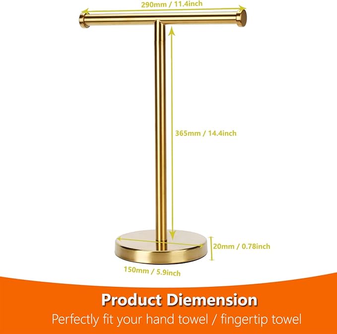 Gold Towel Rack Hand Towel Stand, Bathroom Towel Holder Stand SUS304 Stainless Steel (Gold)