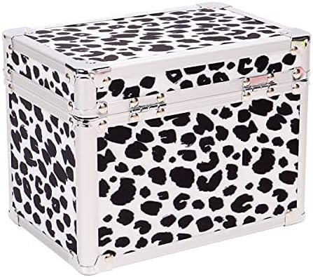Vaultz Medicine Lock Box w/Combination Lock - 5 x 7 x 5 Cabinet Safe, Black & White Leopard