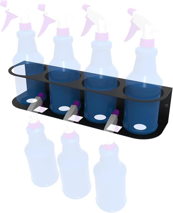JINGCHENGMEI 3 Spray Bottles Holder, Steel Wall Mount Storage Organizer