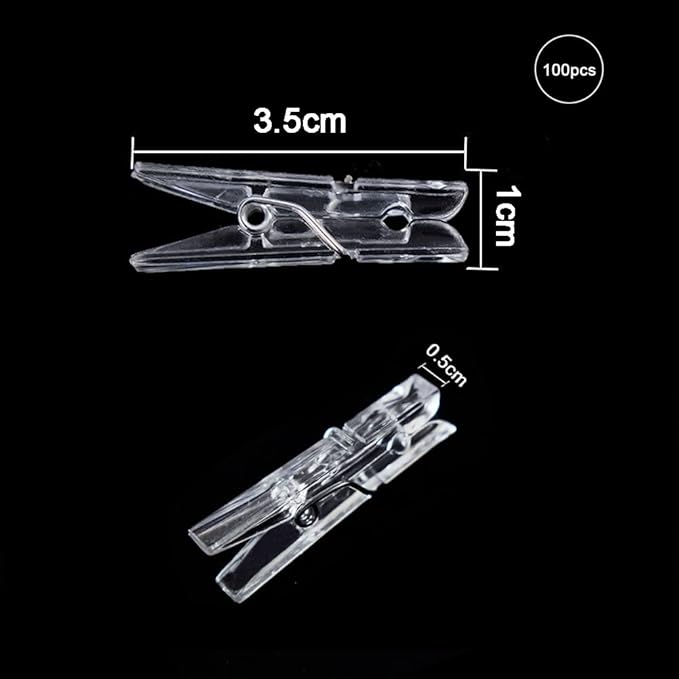 100 Pcs Mini Clear Photo Clips, Mini Clothespins Clip, Clothes Line Clips, Mini Transparent Plastic Clips