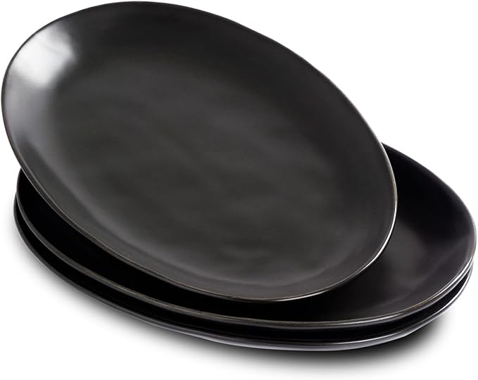 Ceramic Serving Platters, 12" Black Serving Tray, Serving Plates, Set of 3