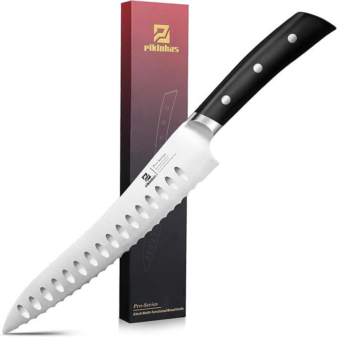 Piklohas Resharpenable Bread Knife for Homemade Bread, 8 Inch