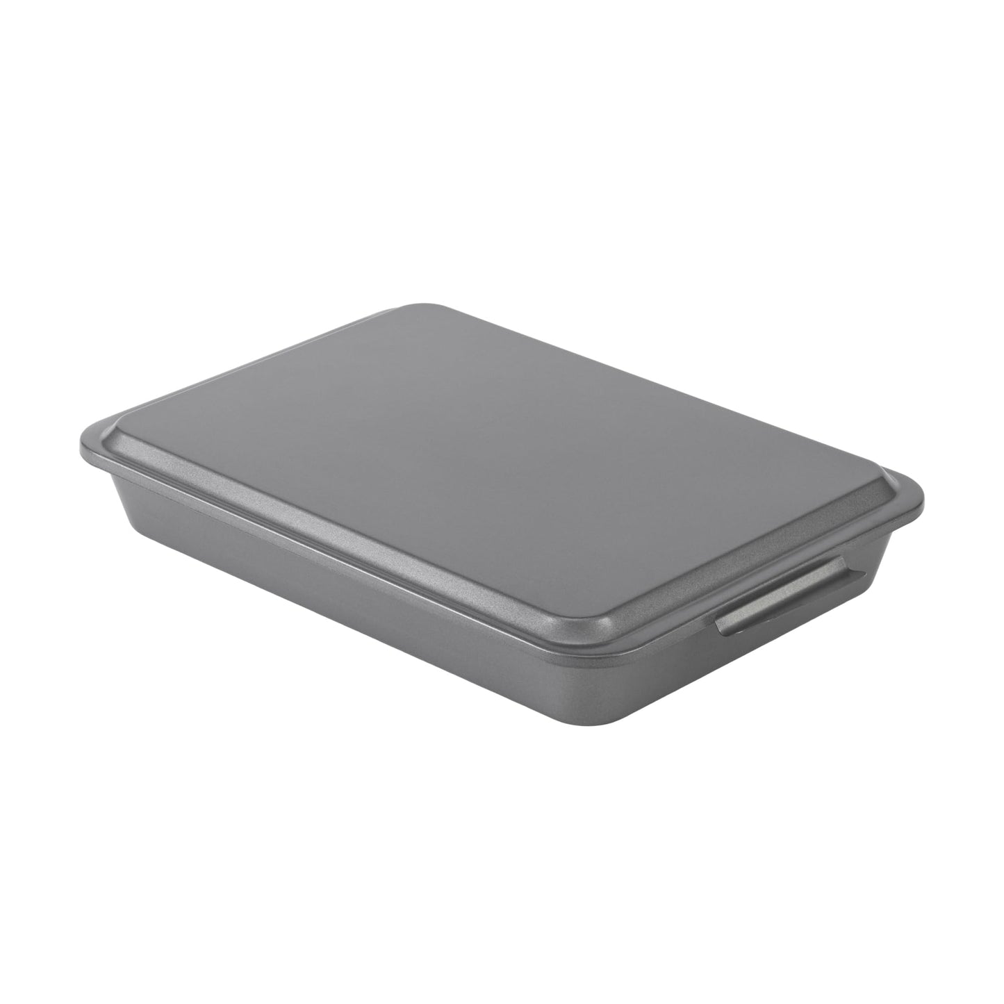 GoodCook Everyday Baking Pan with Metal Lid Nonstick Warp-Resistant Heavy-Gauge Steel Construction Even-Heating Oblong Cake Pan with Solid Oven-Safe Cover, 9x13-Inch, Gray