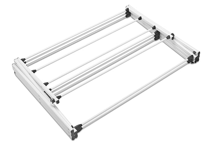 Whitmor Foldable Clothes Drying Rack: 3 Tier Laundry Drying Rack, Collapsible Drying Rack Clothing, Portable Space Saving Clothing Rack for Indoor Outdoor, 14.50" L x 29.625" W x 41.75" H, White