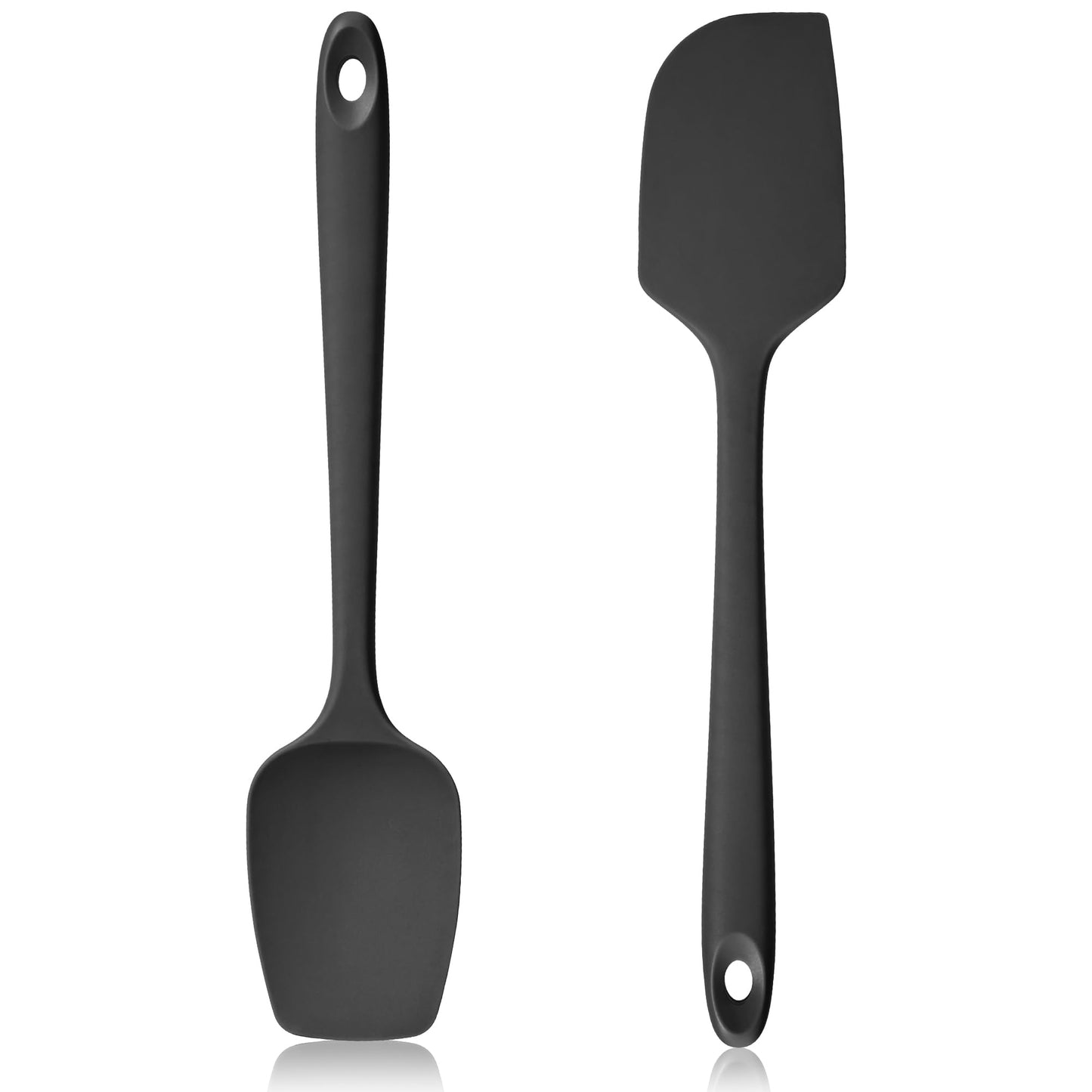 Lilybeam 600ºF Heat Resistant Silicone Spatula Spoonula Set of 2, Black