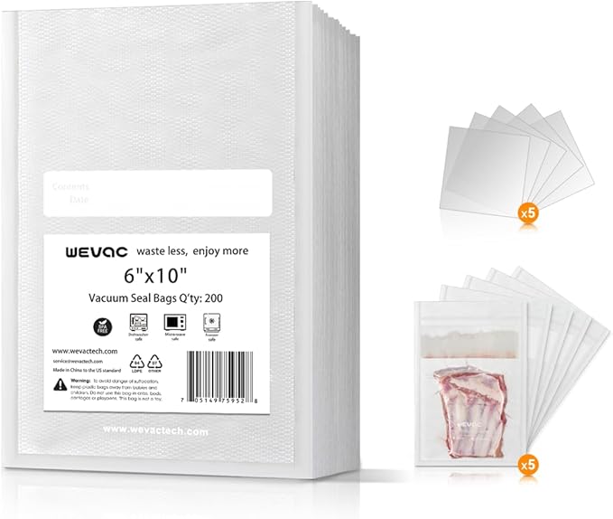Wevac Vacuum Sealer Bags 11x16" 100 Gallon for Food Saver Vacuum Machine