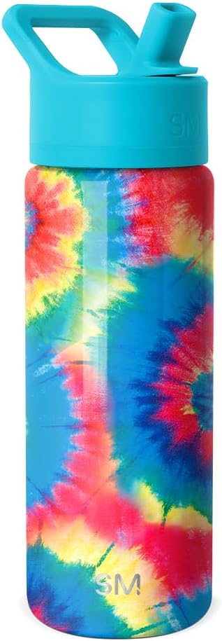 Simple Modern Kids Summit Water Bottle with Straw Lid | 18oz Stainless Steel Tumbler for Toddlers, School | Tie-Dye