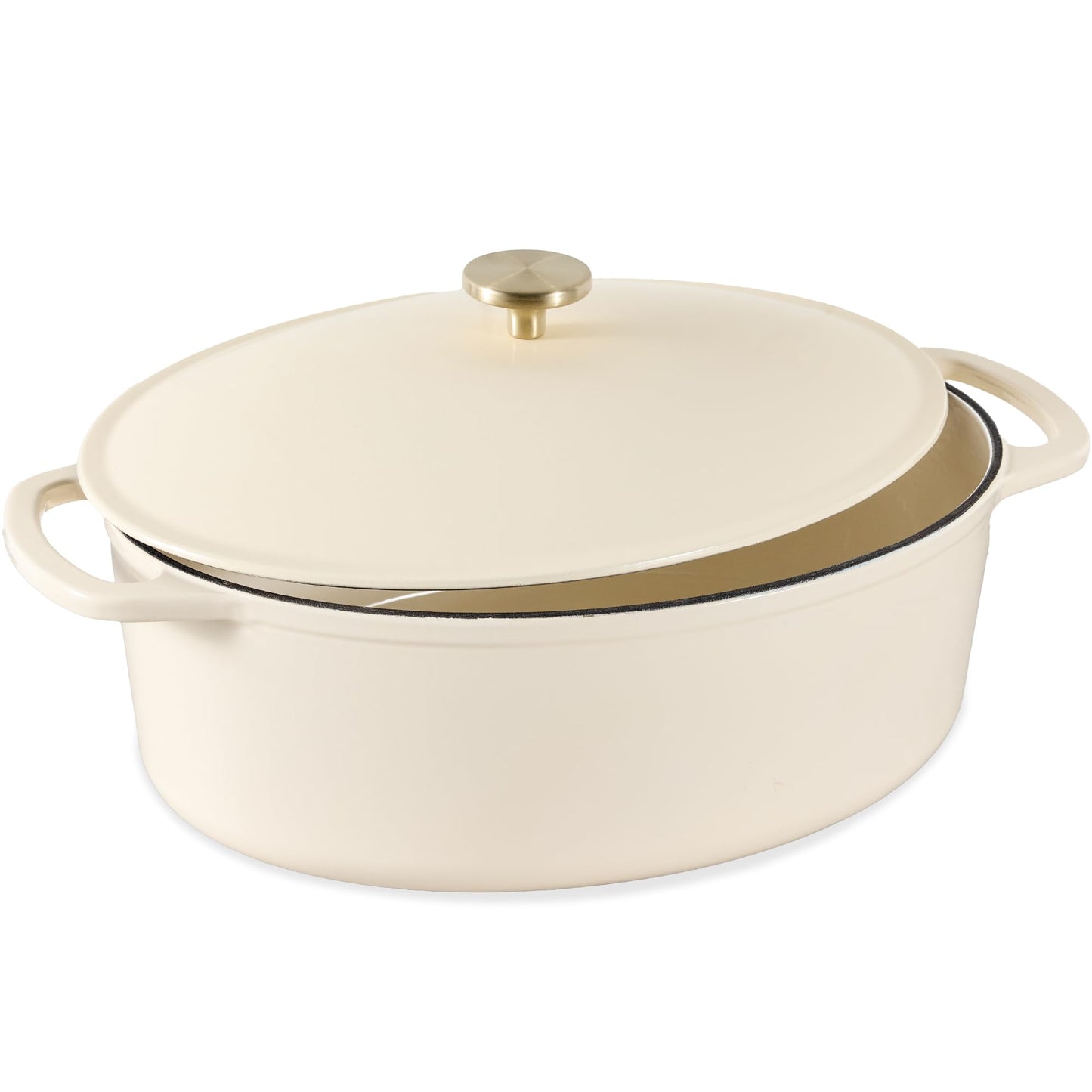 Best Choice Products Oval 7.5 Quart Enamel Cast-Iron Dutch Oven, Heavy-Duty Pre-Seasoned for Baking, Cooking w/Side Handles – Black Licorice