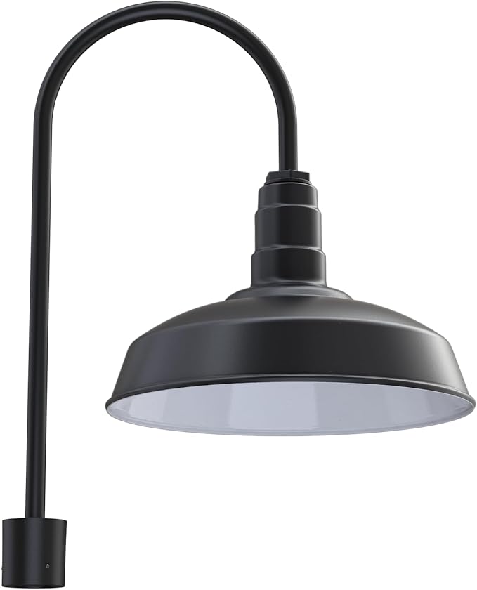 11" Straight Arm Barn Light Outdoor | Farmhouse | Modern Gray/Brass