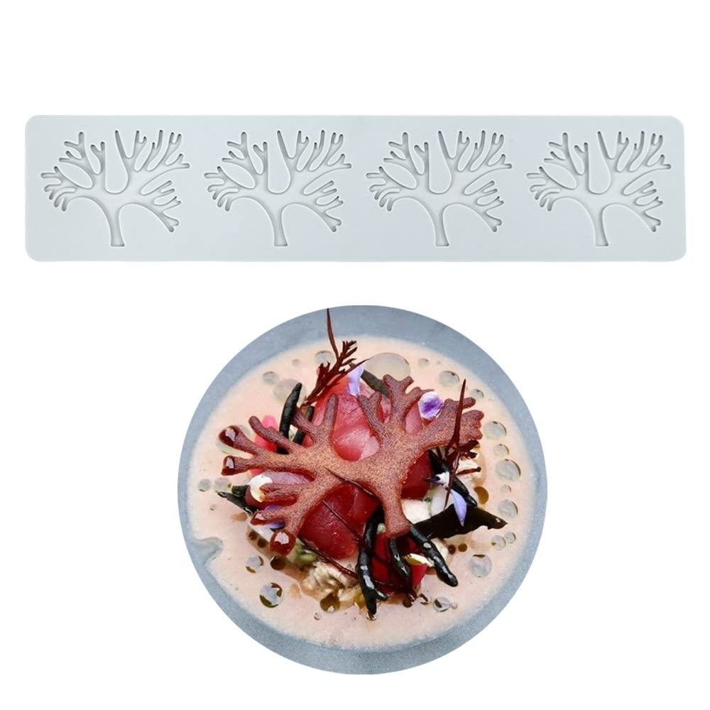 Silicone Molds 3D Hollow Leaf Chocolate Molds Honeycomb Bee Candy Mold Flower Pattern Fondant Mold Cake Topper Sugar Craft Decoration (H_Fish Bone_9.2 * 2.2 * 0.2inch)