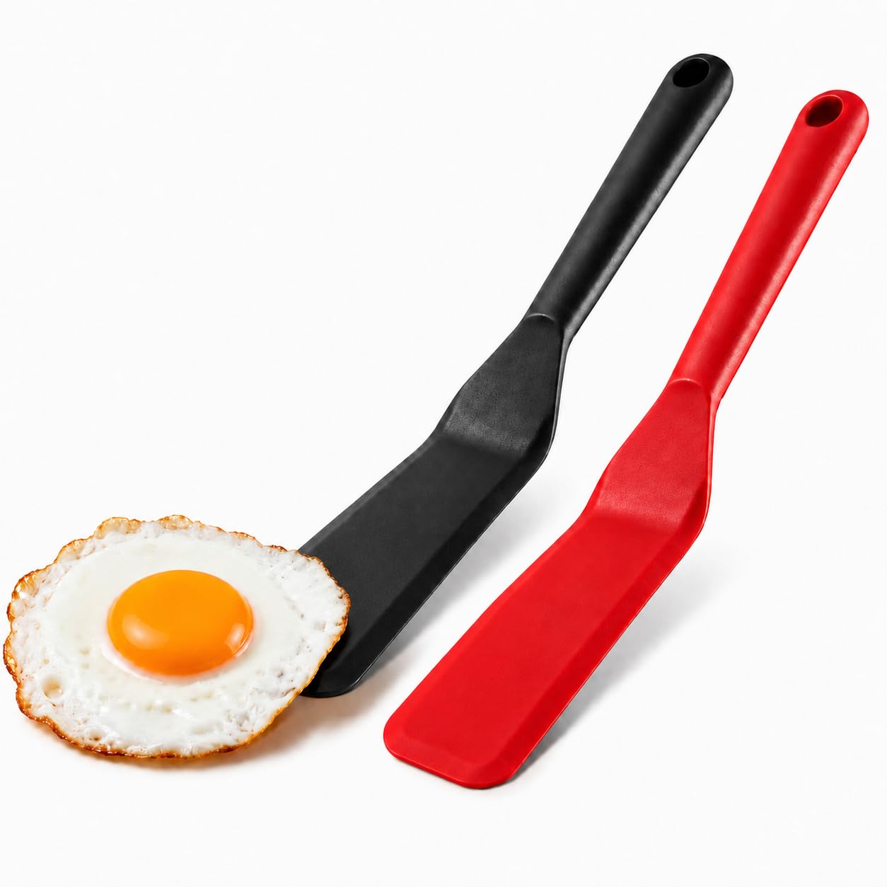 Eggssentials Pack of 2, Egg Spatula - Non-Stick, High Heat Resistant Kitchen Tools for Panckes, Eggs, Baking, Cooking, and Mixing - Black Egg Spatula