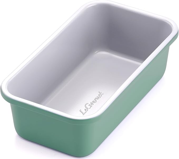 LeGourmet Nonstick Bread Loaf Pan 9 X 5 Inch, Ceramic Coating, Non-Toxic, Rust Resistant Aluminized Steel, Perfect 1 lb Baking Dish for Meatloaf, Pound Cake & Brownie (Butter 2pcs)