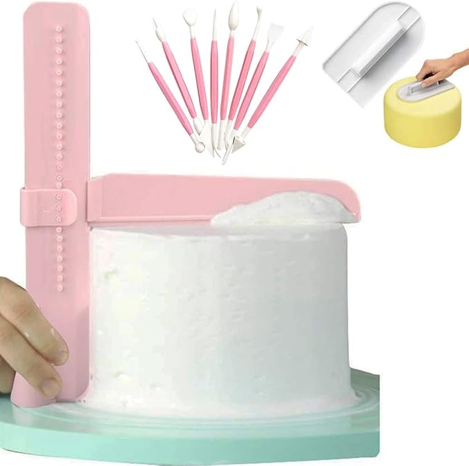 COZY GADENT Adjustable Cake Scraper, Plastic Cake Cream Smoother, Easy Comb Set Edge Side Decorating Tools, With Tools 3 in 1