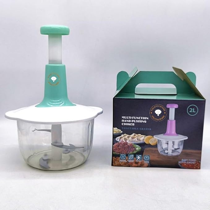 Volatile Store Manual vegetable Cutter Chopper, food processor Large 1.5L Bowl Effortless Meat Mincer Fruits and Herbs Chopper Garlic Onion Hand Press Manual Food Chopper (Pink)