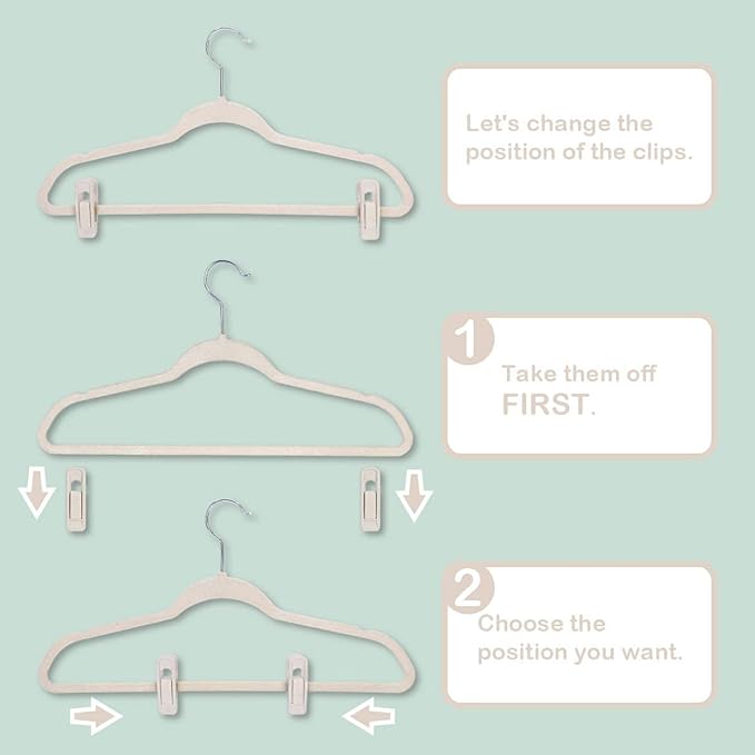 Trgowaul Velvet Hangers Clips, Pants Hangers Velvet Clips, Strong Finger Clips Perfect for Thin Velvet Hangers