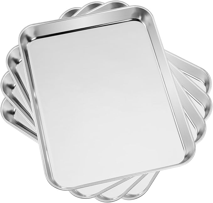 Baking Sheet Set of 4, Stainless Steel Cookie Sheet Pan for Baking Roasting