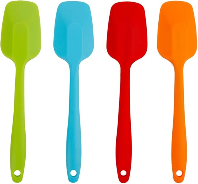 Delidge 4 Piece Silicone Spatulas Heat Resistant 11inch Large Rubber Spatulas for Baking, Cooking, and Mixing Non-Stick Flexible Seamless Spatula with Stainless Steel Core