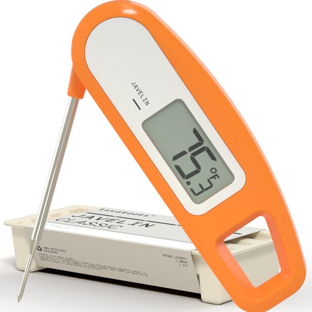 Lavatools Javelin® Ultra-Fast 3-Second Digital Instant Read Meat Thermometer for Grill and Cooking, 2.75" Probe, Compact Foldable Design, Large Display, IP65 Water Resistant, NSF Certified – Butter