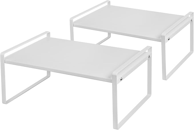 Nxconsu Stackable Cabinet Shelf Organizer 2 Pack, Wide Black