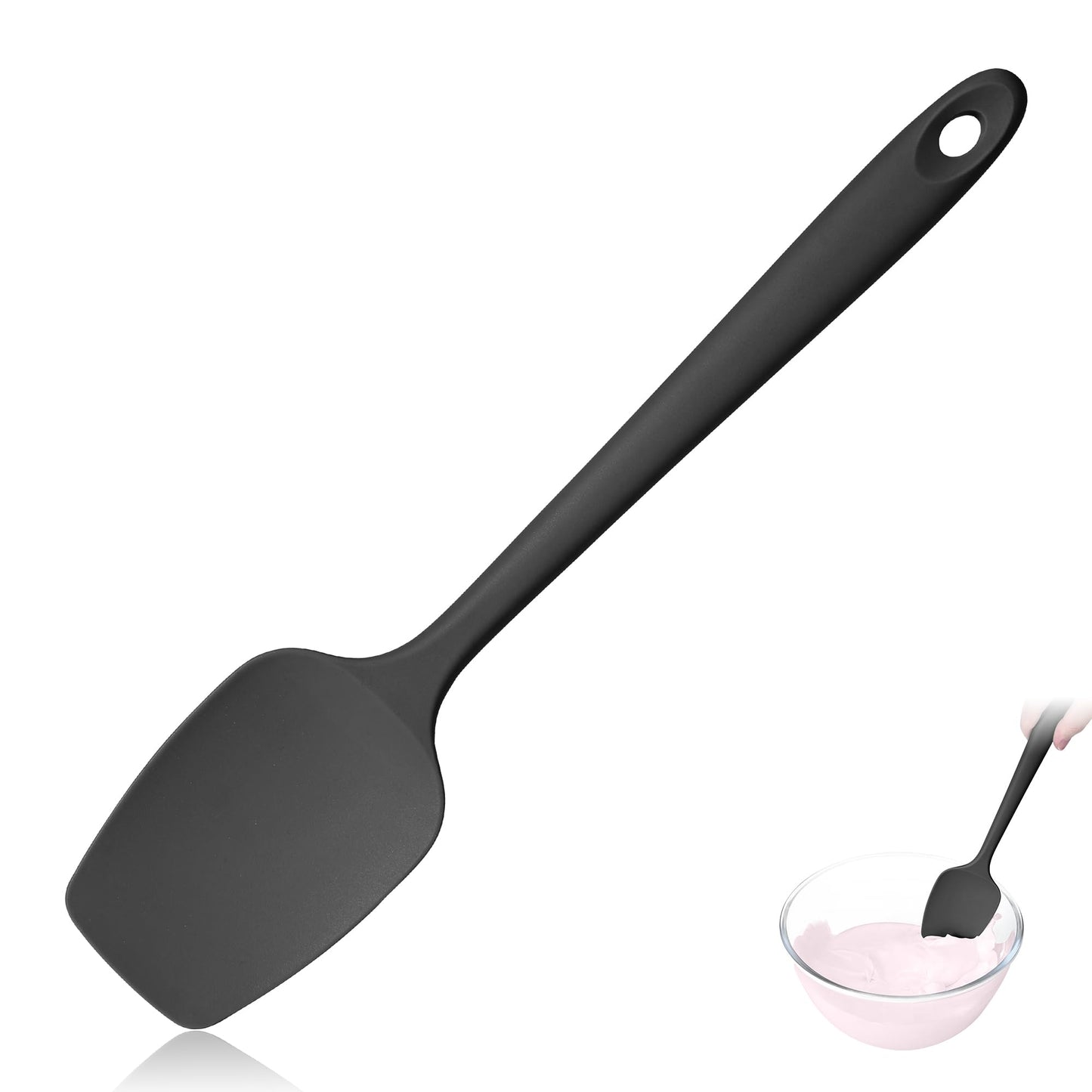 Lilybeam 600ºF Heat Resistant Silicone Spatula Spoonula Set of 2, Black