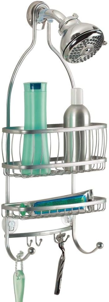 iDesign Metal Extra-Wide Hanging Shower Caddy, The York Collection – 10" x 4" x 22", Silver