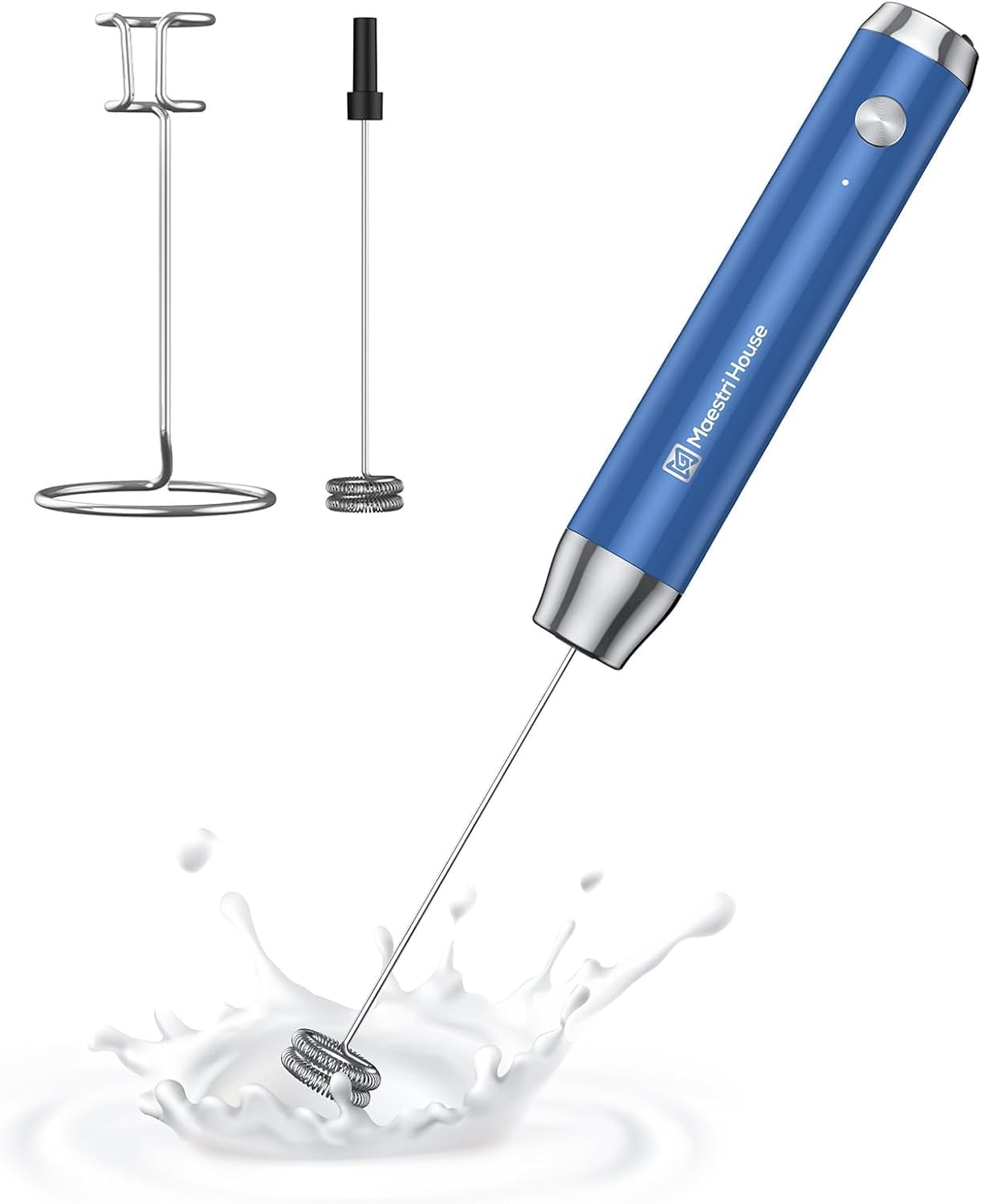 Maestri House LunaFro Rechargeable Milk Frother,Stand & 2 Detachable Whisks