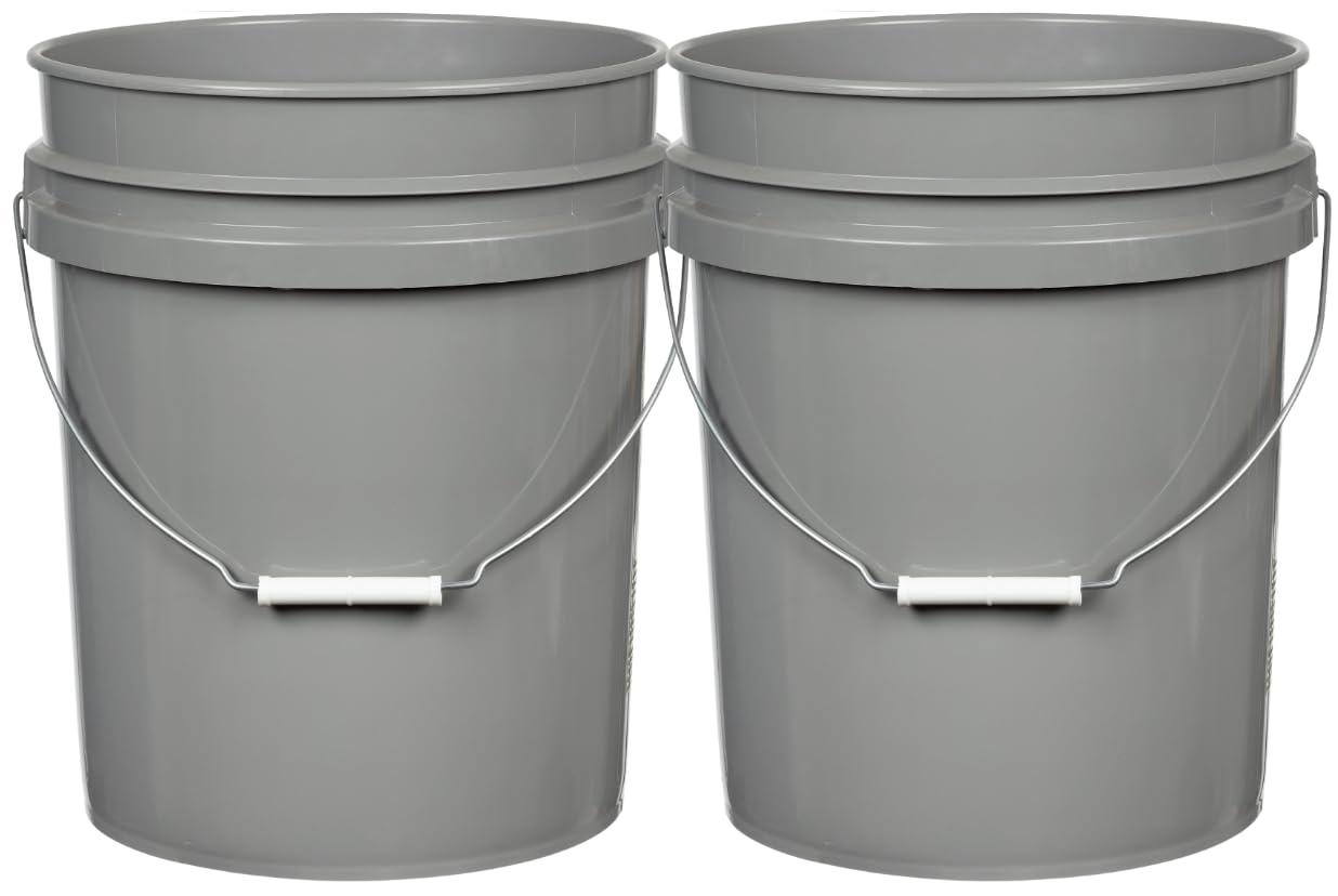 House Naturals 5 Gallon Premium HPDE Plastic Bucket - Made in USA Food Grade Container, BPA Free All Purpose Pail (5, Red)
