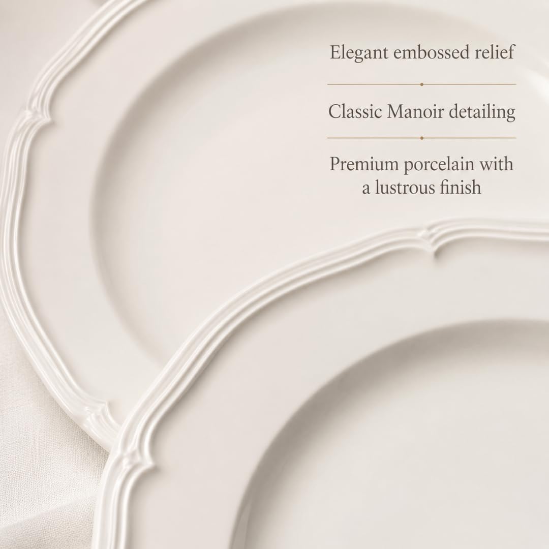 Villeroy & Boch Manoir 18 Piece Dinnerware Set, Creamy White