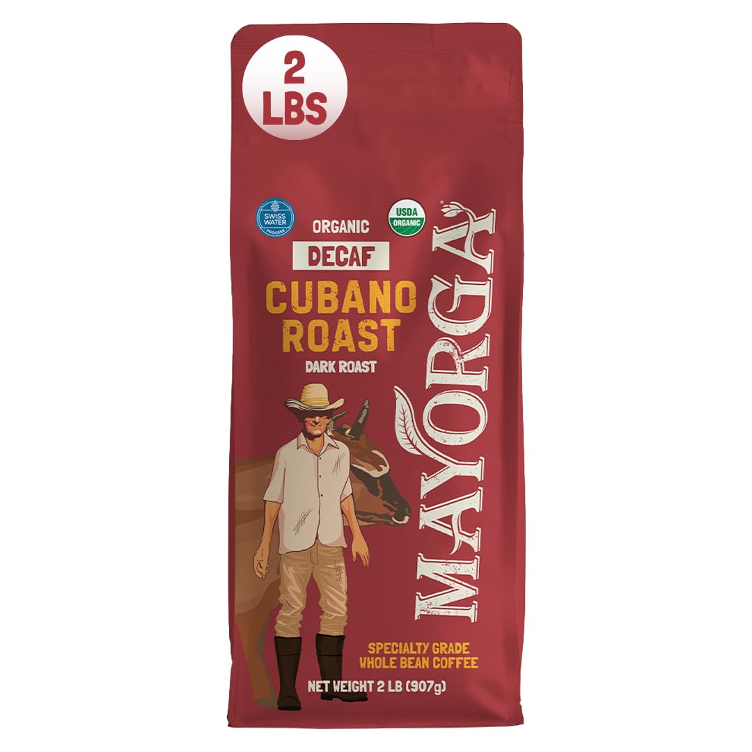 Mayorga Organic Coffee 12oz Cafe Cubano Roast - Dark Roast Whole Bean Coffee Specialty Grade, 100% Arabica, Slow Roasted, Bold and Smooth Flavor with Low Acidity - USDA Organic, Non-GMO, Kosher,