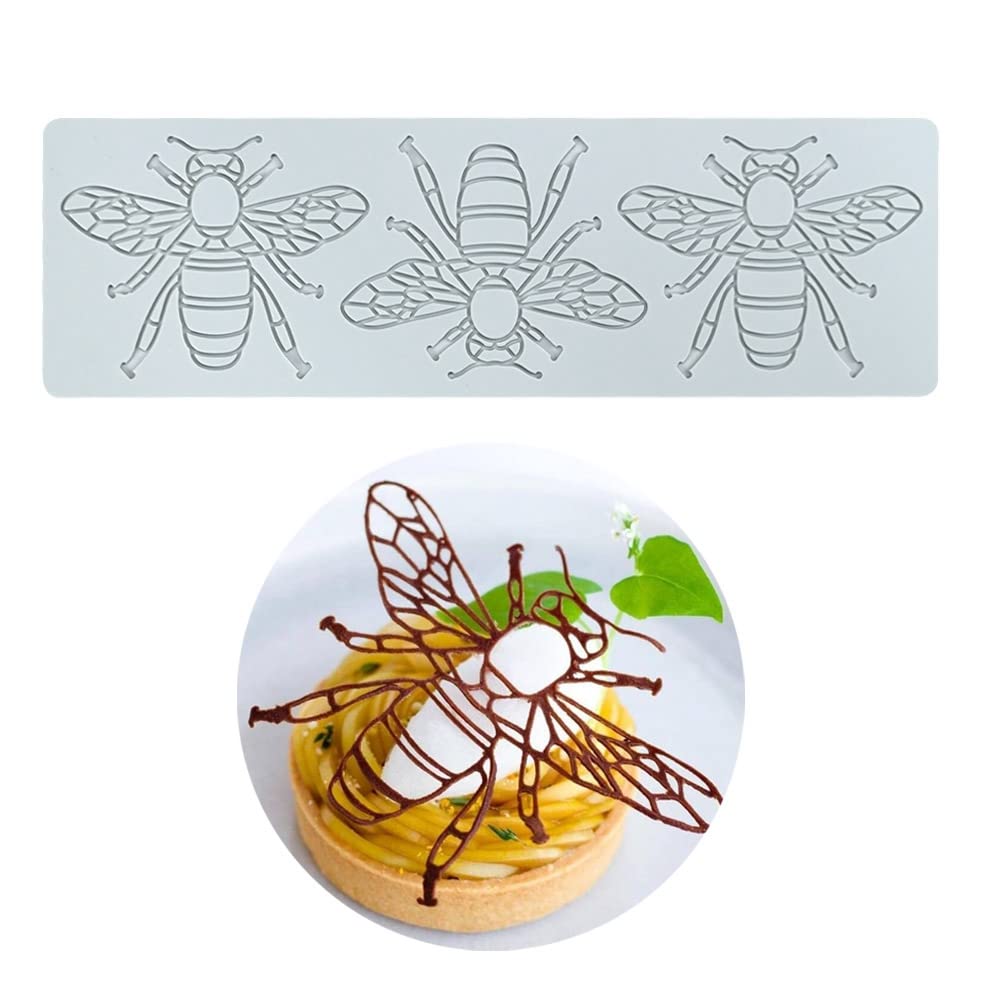 Silicone Molds 3D Hollow Leaf Chocolate Molds Honeycomb Bee Candy Mold Flower Pattern Fondant Mold Cake Topper Sugar Craft Decoration (H_Fish Bone_9.2 * 2.2 * 0.2inch)