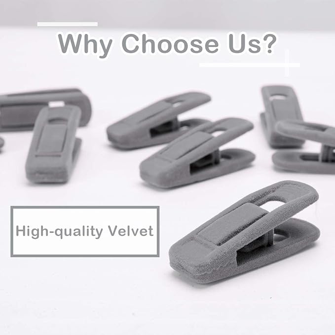 Trgowaul Velvet Hangers Clips, Pants Hangers Velvet Clips, Strong Finger Clips Perfect for Thin Velvet Hangers