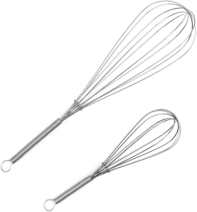 ForTomorrow Stainless Steel Whisk Set - 8"+10"+12" Thin Handle Wisk Balloon Wire Whisks Kitchen Tool for Cooking, Baking, Mixing Blending, Whisking, Beating, Stirring