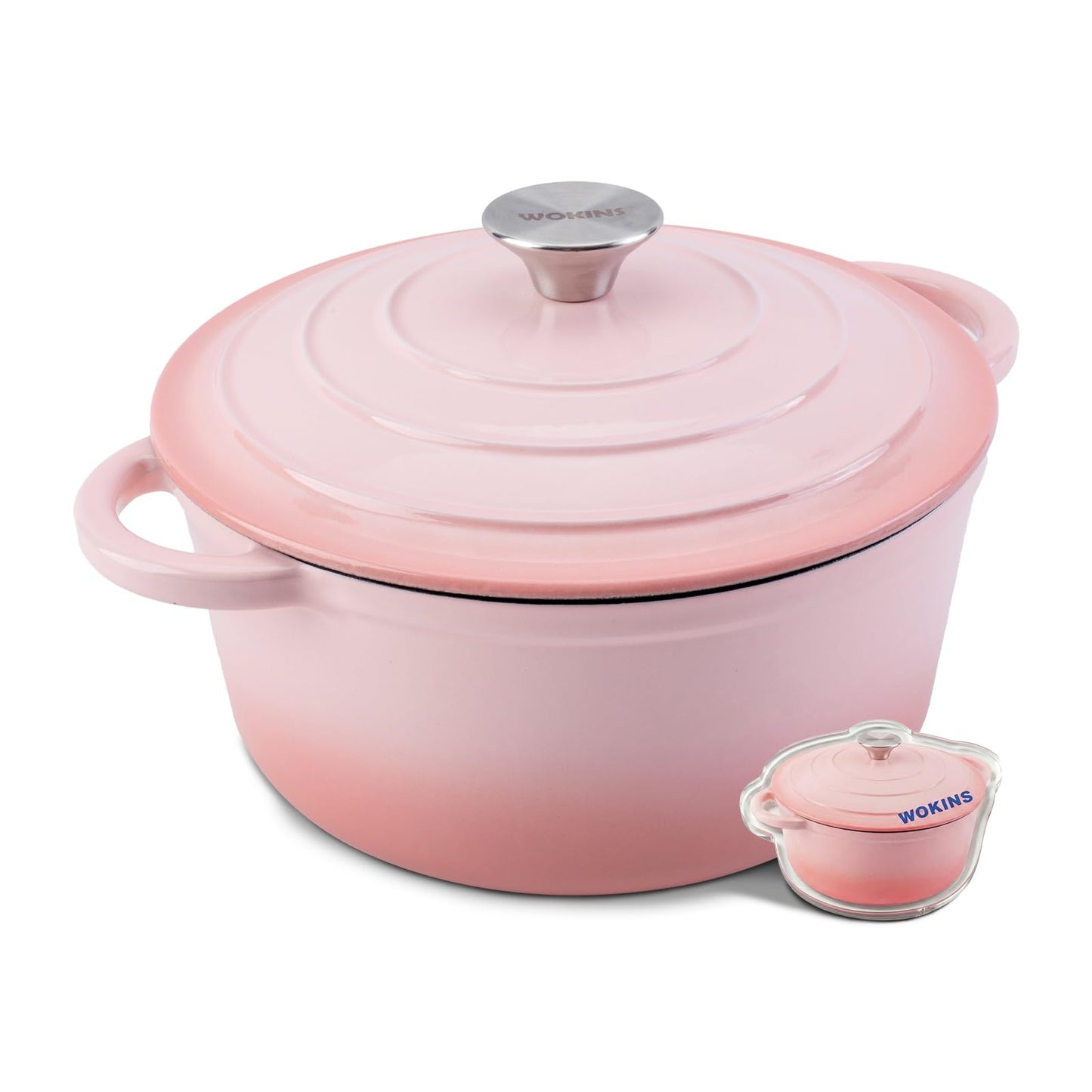 WOKINS 7-QT Enameled Cast Iron Round Dutch Oven With Lid,Oven safe,Cream