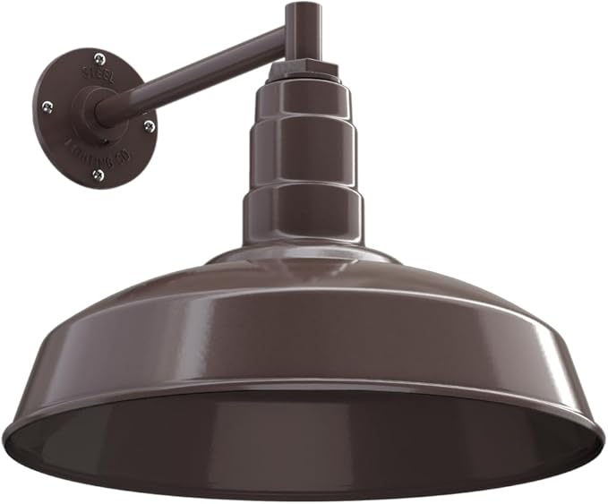 11" Straight Arm Barn Light Outdoor | Farmhouse | Modern Gray/Brass